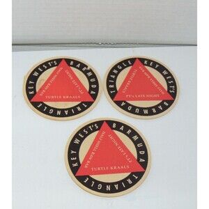 TURTLE KRAALS  Barmuda Triangle Key West FL Beer Coaster Brewery X3 Defunct RARE
